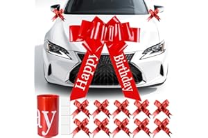 Siyrdxcbt Lazo Rojo para Grande de Coche con 10 Lazos Pequeños Burdeos, Lazo Grande para Regalo de Coche para Fiesta de Cumpleaños, Adecuado para Cumpleaños Boda Navidad y Inauguración de la Casa