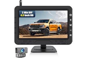 CAMECHO 4.3 Pouces sans Fil Camera de recul avec Moniteur & IP68 étanche, Vision de Nuit caméra de recul DIY Aide à la Marche arrière & Image Flip pour Voiture/Véhicule/Camion/Van/Caravane SUV-12V
