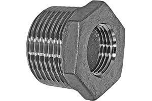 MegaHaustechnik Reduzier Stück aus V4A Edelstahl Außengewinde AG 1 1/4" x 1" Zoll Innengewinde IG reduziert Gewinde Fitting Trinkwasser geeignet Reduzierung Verbinder Verschraubung Rohr Adapter