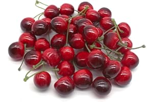 Wondora 40Pcs Simulated Cherry Lifelike Fake Cherry Plastic Artificial Fruit Models, Artificialfake Red Fruit, Fake red Cherries for Home Kitchen Party Decoration Photography Props