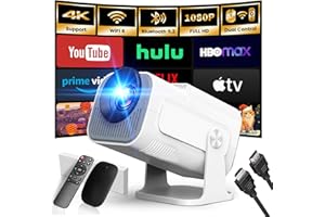 GAIMOO [App Integrada] 2025 Upgraded Proyector Portátil 1920x1080P 4K Supote Videoproyector Dual Control TV WiFi 6 BT5.2 180° Rotation Compatible con HDMI/TV Stick/USB/Laptop, Blanco