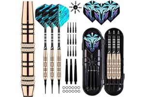 Genossen Flechette Pointe Plastique, Lot de 3 fléchettes 18 g Professionnelles, pour Cible de fléchettes électronique, avec 30 Pointes en Plastique, 3 ailettes et Sac de Rangement