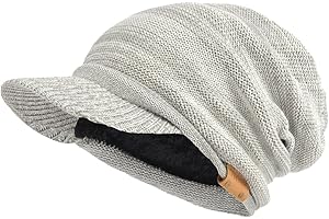 VECRY Homme Femme Bonnet Épais Toison Doublé Tricoter Chapeaux Bonnets Visière