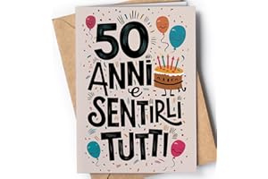 GREETING CARDS FOR EVERYONE Biglietto Auguri 50 Anni Uomo, Donna - Regalo Donna, Uomo - Biglietti Auguri Divertente Per Mamma, Papà, Nonno, Nonna, Per Lui, Lei - Regali 50 Simpatico - 50 Anni e Sentirli - EU 65