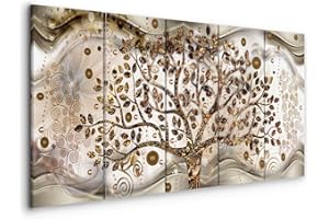 murando - Quadro Gustav Klimt 150x60 cm 5 Pezzi - Stampa su Tela Strutturata XXL Grande - Quadri Moderni Componibili Camera da Letto Matrimoniale - Stampe da Parete Arte - Gustav Klimt l-C-0005-b-n