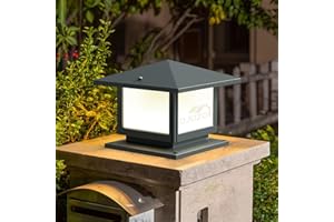 QJUZO FREEDL 12W LED Lampioni da Giardino Esterno Vintage Lampione da Giardino con 3 Colore Grigio Antico Rustico Lampioncino Lampade da Giardino Classico Quadrato Lampada con Base da Esterno