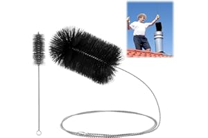ROTKUSZ 2 Stück Ofenrohrbürste Set, Schornsteinbesen mit Schubstange, Heizkesselbürste, Kaminbürste, Schornsteinfeger Bürsten, Ofenbürsten Reinigung Set für Schornstein, Kamin, Ofenrohr, Rauchrohr Reinigung
