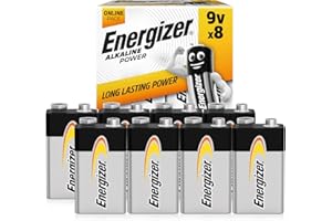 Energizer Max - Pile 9V (Lot de 8) - Alcaline Neuf Volts - Énergie Longue durée - pour Les Détecteurs de Fumée et Les Radios - Emballage 100% Recyclable et sans Plastique [Exclusivité Amazon]