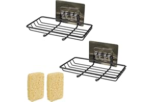 PARFCO 2 Pièces Porte Savon Salle de Bain, Porte Savon Douche Sans Perçage, Acier Inoxydable Support Savon Solide, Porte Savon pour Salle de Bain, Baignoire et Evier de Cuisine