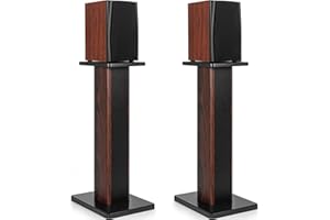 OUUTMEE Supporti per altoparlanti in legno da 70 cm, resistenti, per home theater e monitor da studio, supporto universale per altoparlanti da pavimento con design riempibile con sabbia (set da 2)