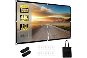 FUNVALLEY SURPERFECT Projector Screen,100inch 16:10 HD Portable Movie Screens Projection for School Home Theatre Office, Foldable Double-Sided Movies Screen with Carry Bag and Tight Straps