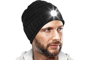 HIGHEVER Idee Cadeau Homme Bonnet LED - Cadeau Noel Homme Original Cadeau Motard Pecheur, Bonnet Hiver Lampe Frontale Cadeaux Pour Homme Papa, Idée Cadeau Papa Cadeau Homme Original Utile Cadeau Saint Valentin