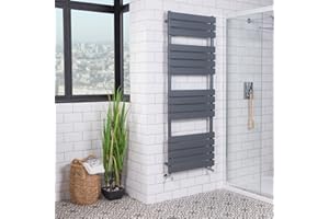 Warmehaus Designer Bathroom Flat Panel Heated Towel Rail Radiator - 1600 x 600mm Sand Grey