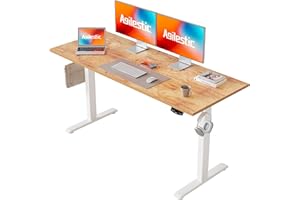 ‎AGILESTIC Agilestic Höhenverstellbarer Schreibtisch 140 x 60 cm, Stabiler Schreibtisch Höhenverstellbar Elektrisch mit Memory-Handsteuerung, Ergonomischer Steh-Sitz Tisch Computertisch, Hellbraun