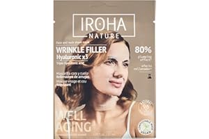 Iroha Nature - Mascarilla Facial Tisú Rellenadora & Anti-Aging | con Triple Ácido Hialurónico | Hidratación Profunda y Efecto Antiedad | Piel Más Suave y Calmada | 100% Vegana