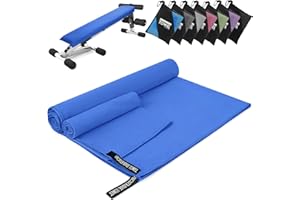 Pfloge® Toalla Microfibra Juego de 2, 160x80 CM Toalla Gimnasio + 80x40 CM Toalla Pequeña, Secado Rápido, Toalla de Viaje Ligera para Fitness, Viajes, Playa, Yoga y Sauna(Azul)