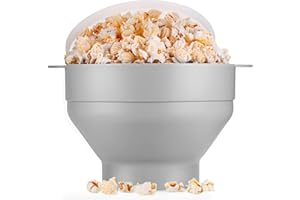 EcoEarth Macchina per popcorn per microonde, Ciotola pieghevole per popcorn in silicone alimentare con coperchio, Macchina per popcorn ad aria calda, Earl Grey
