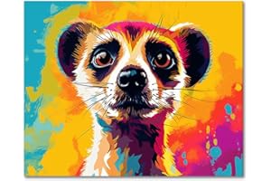 TISHIRON Paint by Numbers for Adults Beginner and Kids Animals DIY Adult Paint by Number Kits on Canvas with 3 Brushes Meerkat Acrylic Painting Art Crafts for Home 16"x20"(Frameless)
