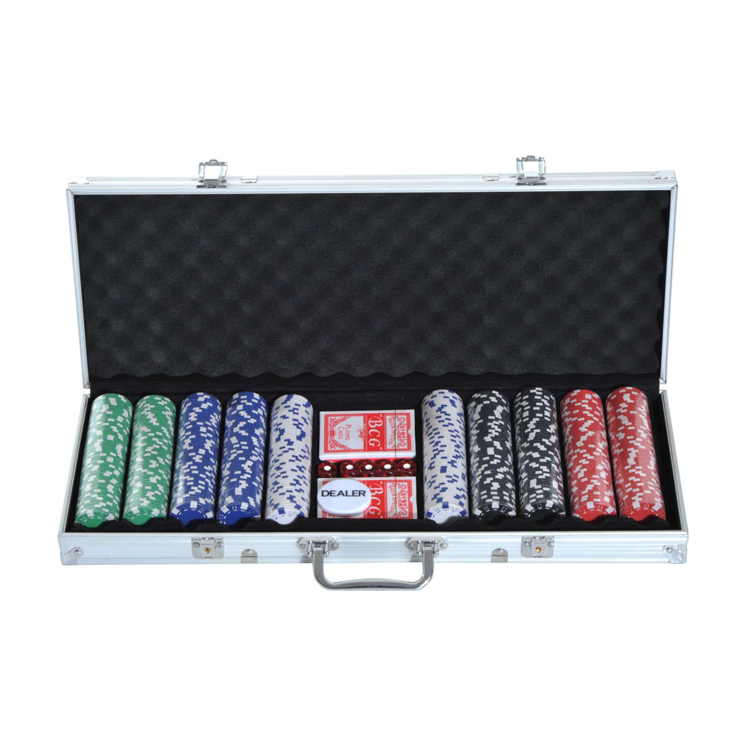 I I Pokerkoffer Pokerset 500 Pokerchips 2xKartenspiel 5xWürfel