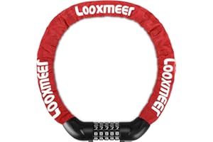 Looxmeer Candado Bicicleta Antirrobo, Cerradura Combinación 5 Dígitos, Bloqueo de Alta Seguridad, Candado de Cadena sin Llave, para Bici Moto Scooter, 90CM, Negro
