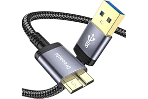Dreaazhi USB 3.0 Micro B Kable 0.5M, USB3.0A anf Micro B 5Gbps Externe Festplattenkabel Geflecht, Kompatibel mit Toshiba, WD, Seagate Festplatte, Samsung Galaxy S5/ Note 3/Note Pro 12,2 usw