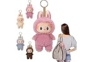 LEWBDF Labubu Keychain, Labubu Peluche, Pupazzi Labubu, The Monsters Labubu, Labubu Plush Toy, La-Bubu Keychains, Labubu Puppets, Figura Di Scatola Cieca Labubu Birthday Gift for Children (Rosa)