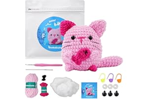 YUMILI Kit iniziale per principianti all'uncinetto, set per principianti, pacchetto all'uncinetto, set completo di amigurumi, set iniziale con video tutorial, kit da crochet fai da te per bambini