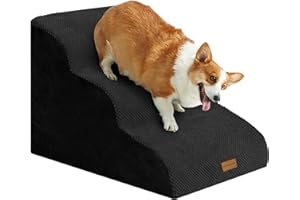 Trhillsbrad Drabina dla małych psów, 3 szczebly, wysokość 40 cm, wykonana z pianki o wysokiej gęstości, nadająca się do prania i antypoślizgowego spodu