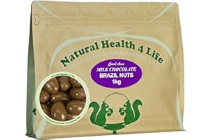 Natural Health 4 Life Carol Anne Confectionery Milk Chocolate Brazil Nuts 1kg, Chocolate Covered Nuts in Resealable Pouch, 9.3g Protein per 100g, ideal for Snacking, Events, Refill Jars – Made in UK