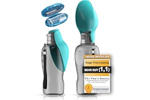 Paws Elegance Bebedero Perro Portatil 800ml | Botella Agua Perro Apta para Lavavajillas y a Prueba de Fugas con Cepillo de Dientes