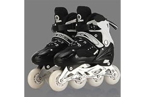 MUL-BOUTIQUE Patins à Glace, Roller Enfant Garcon Classiques pour Débutants, Patins à roulettes Quad Réglables avec Roues Éclairées