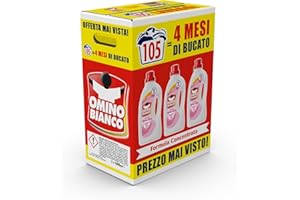 Omino Bianco - Detersivo Lavatrice Liquido, 105 Lavaggi, Rispetta Colori e Tessuti, Fresco Profumo di Ninfea Rosa, 1400 ml x 3 Confezioni