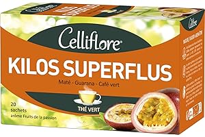 CELLIFLORE - Thé Kilos Superflus - Drainage - Oxydation Des Graisses - Réduction De La Fatigue - Arôme Fruit De La Passion - 20 Sachets