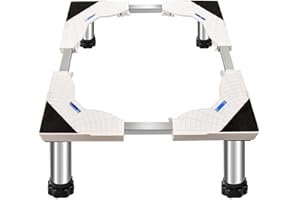 HOUSLUX Soporte Lavadora Soporte de lavadora ajustable de acero inoxidable, base lavadora 43 – 65 cm, para frigorífico, lavadora, rockero, congelador