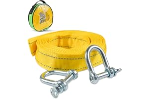 Tundwhite Abschleppseil,4M x 4.3cm,5T Abschleppschlinge Hochfestes Notfall-Abschleppgurt Dicker und Breiter Nylon-Abschleppseil mit Zwei dicken U-förmigen Haken Aufbewahrungstasche,für Autos,SUVs, LKW