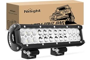 Nilight NI06A-72W 12 Inch 72W Spot Flood Combo Led Light Bar Off Road Lights Boat Lights Fog Light Driving Lights LED Work Light for Trucks