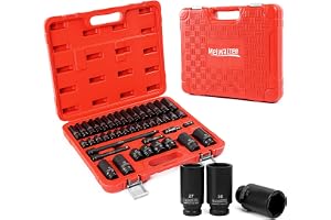 Slagskruvdragare 1/2 tum set|8–32 mm Metriska storlekar|43-delat Impact Socket-set