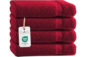‎CLASS HOME COLLECTION Class Home Collection Frottee Handtücher 50x100 cm – 4er Set Handtuch – Besonders weiche & saugfähige Handtücher aus 100% Baumwolle mit Aufhänger – Rot