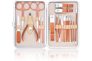 LIFHAP Maniküre Set - Nagelset für Männer - Edelstahl Nagelknipser Set - Professionelles Pediküre Set Fußpflege - Nagelpflege Zubehör für Fußnägel & Fingernägel - Tragbares Nail Kit(Roségold)