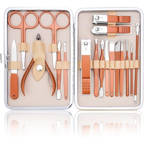 18-teiliges Maniküre-Set Aus Edelstahl – Mit Staubdichtem Koffer Für Nägel, Augenbrauen & Mehr