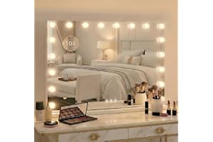 Puranex Sminkspegel med belysning 80 x 60 cm, sminkspegel med 18 lysdioder för makeup, Hollywood-spegel, vanity Mirror Touch