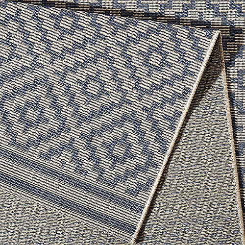 In- & Outdoorteppich Raute Blau Creme | 102464, Größe:200×290 - 3