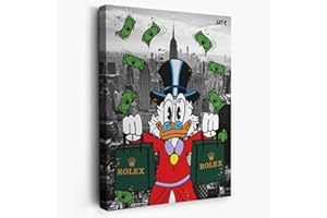 Fchen art Rich Donald Duck Gemälde ALEC Monopoly Donald Duck Wandkunst Graffiti Kunst Poster Urban Street Art Graffiti Wandkunstdruck Raumdekoration Wohnheim Büro Teens Schlafzimmer 70 x 100 cm