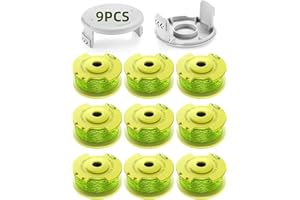 YWTESCH 11 Paquet Modèle Actualisé Bobine Fil Coupe Bordure Convient pour Ryobi One +18v,24v,40v Coupe Bordures,Ø2.0mm et 3.4m Longueur AC14RL3A Remplacements Coupe Bordure(9 Bobine,2 Couvercle)