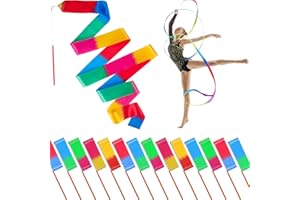 Mr Rex 10 Stück Mehrfarbig Gymnastikband Tanzband Schwungband mit Stab Kinder Mädchen, Karneval Zirkus Spielzeug für Kinder Draußen Geschenke Kindergeburtstag Mitgebsel