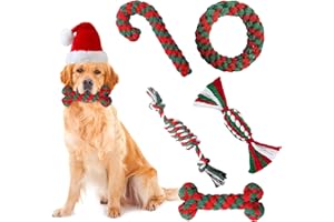 BINXWA 5 Stück Hundespielzeug Weihnachten, Kauen Naturbaumwolle Seil Zuckerstange für Kleine und Mittlere Hund Geschenk