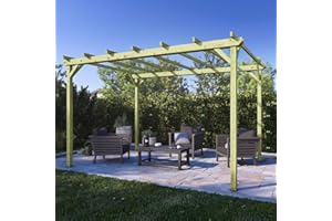 THEGOODGARDEN Pergola in legno 3x4 m per esterno e giardino, impregnato in autoclave, resistente agli agenti atmosferici, con kit montaggio, made in Italy
