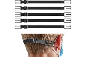 MBAIYO 5 Stück Elastische Maskenhalter,Einstellbarer Maskenhalterung mit Metallhaken Schwarzer Maskenbänder Maskenband für Mundschutz Rutschfeste Maskenverlängerung Hinterkopf Nackenhalter