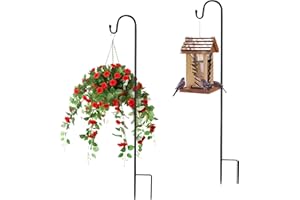 NUZEKY 2er Set Garten Schäferhaken Laternenstangen 120cm 80,5cm Metall Gartenstecker für Vogelkäfige, Solarleuchten, Laternen, Hochzeiten, Pflanzkörbe