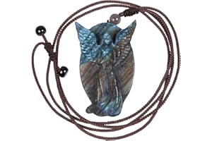 Amogeeli Labradorit Stein Anhänger Kette für Damen und Herren, Kristall Edelstein Halskette Glücksbringer Amulett Meditation Heilstein Reiki Schmuck Geschenk